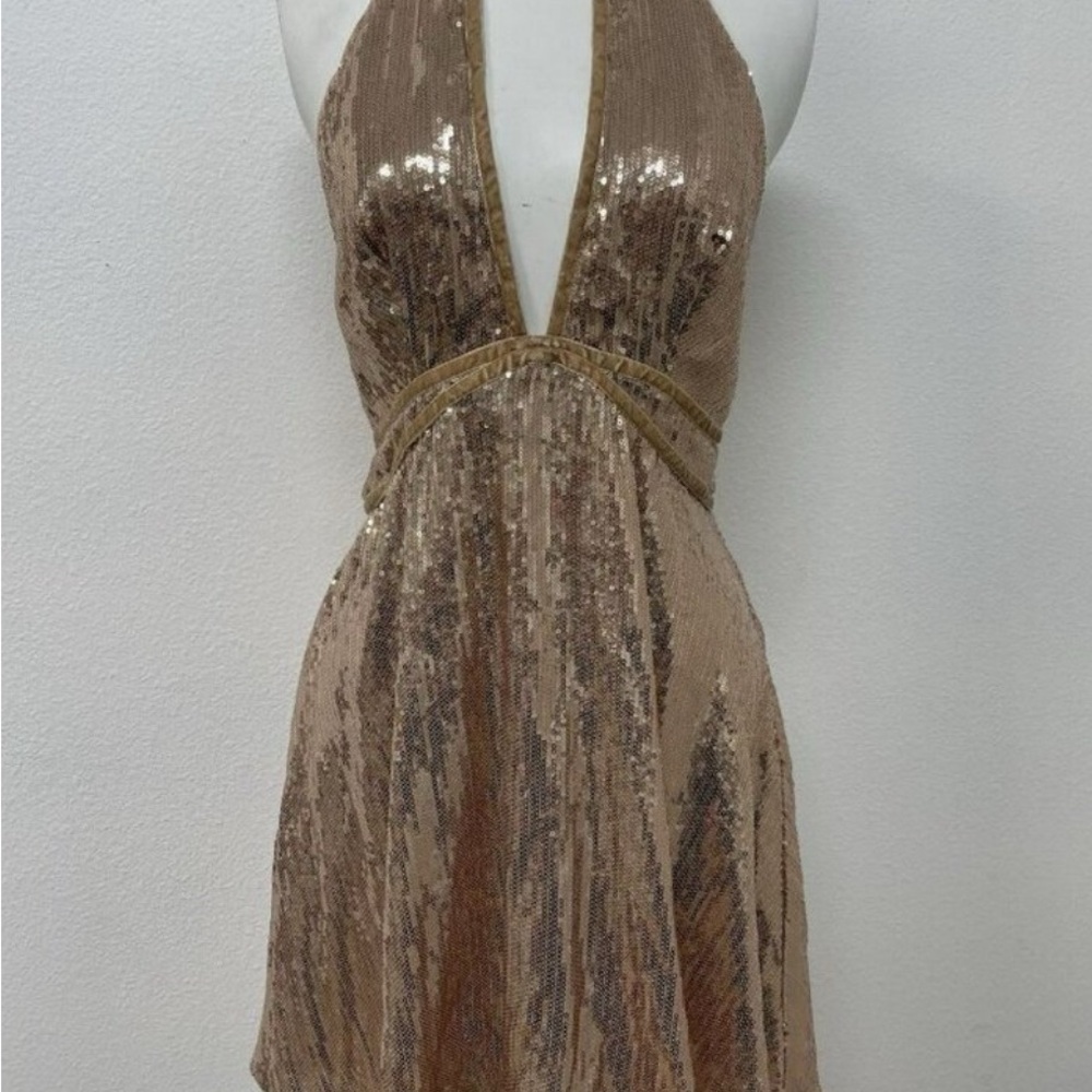Free People Gold Sequin Mini Dress
